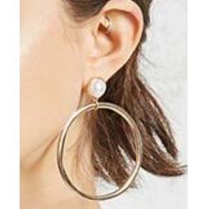 Gold & Pearl Hoops - NWT